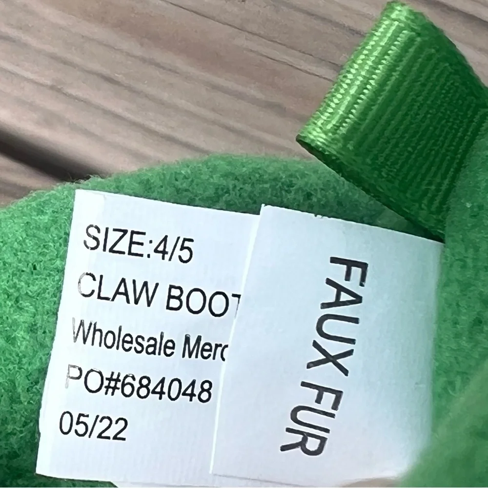 - Monster Claw Boot Green Fur Toddler Slippers! NEW!